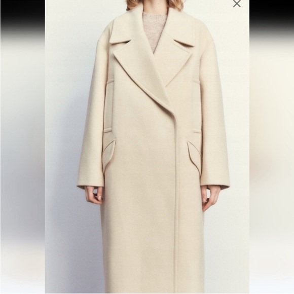 NWT Zara Cream Oversized Wool Coat - Picture 6 of 8